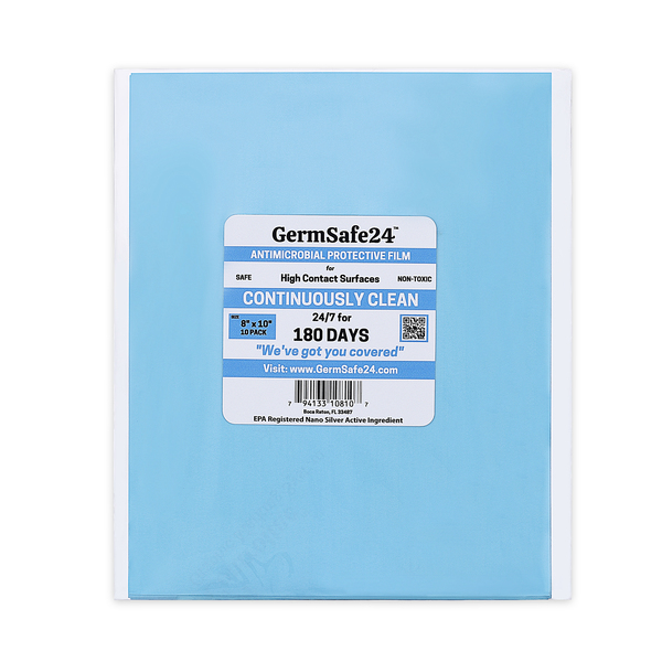 Germsafe24 GermSafe24 Antimicrobial Protective Film- Single Layer Sheets 8"x10" Protects for 180 Days - 10 Pack AFS-8x10-180